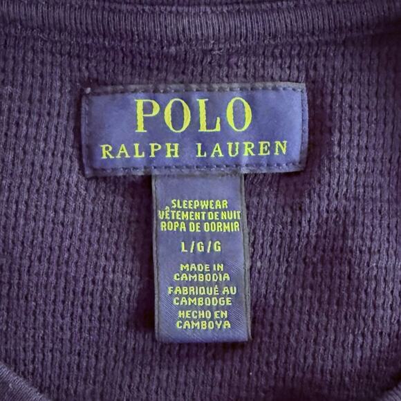 Polo Ralph Lauren Men’s Polo Bear Waffle-Knit Pajama Shirt Size Large Navy Blue - Picture 3 of 5